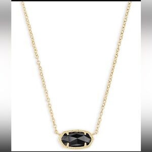 Kendra Scott Elisa gold  plated black opaque glass pendant necklace